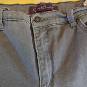 Women Pants Straight Leg Olive Green Denim Gloria Vanderbilt Size 14
